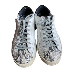 P448 Women's John Low-top Sneakers In White/Python, Size 38/7.5